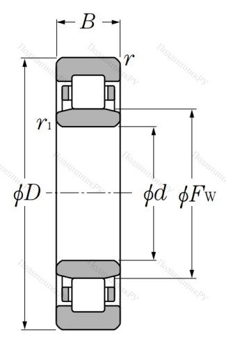 Роликовый цилиндрический подшипник NU 212 от производителя  NTN