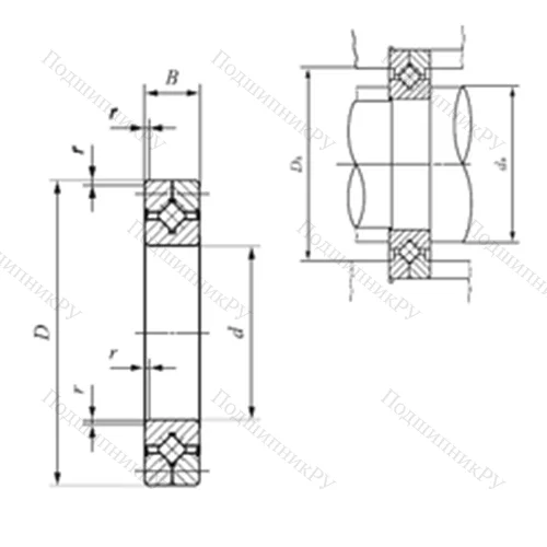 Подшипник роликовый упорно-радиальный с четырехточечным контактом CRB 11020 UU