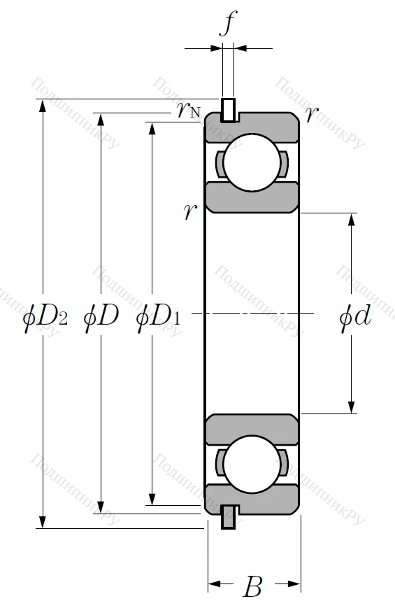 Однорядный шариковый подшипник 6011 2Z NR