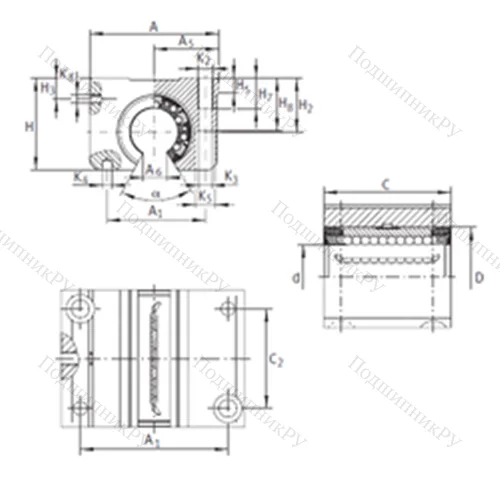 Подшипник шариковый линейный KGNO 30 C-PP-AS от производителя  INA