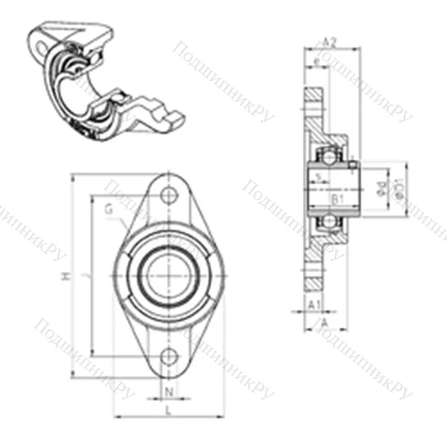 Подшипниковый узел шариковый радиальный UCFL 319 от производителя  SNR Подшипниковый узел шариковый радиальный UCFL 319 от производителя  SNR
