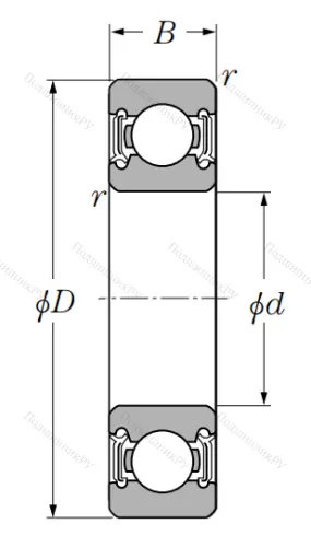 Однорядный шариковый подшипник 6322 LLU C 3 от производителя  NTN
