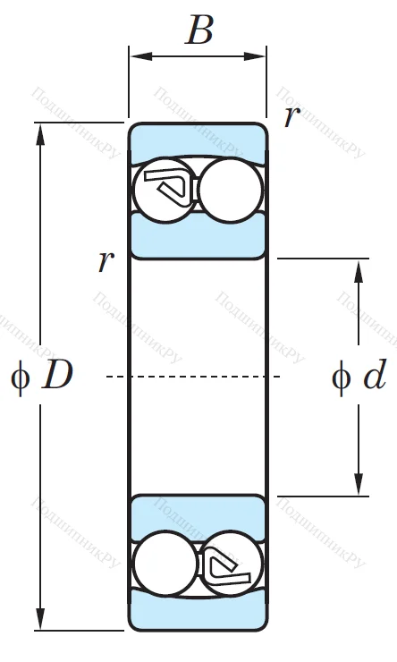 Двухрядный шариковый подшипник 1209