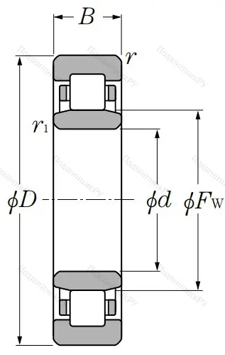 Роликовый цилиндрический подшипник NU 208 C 3