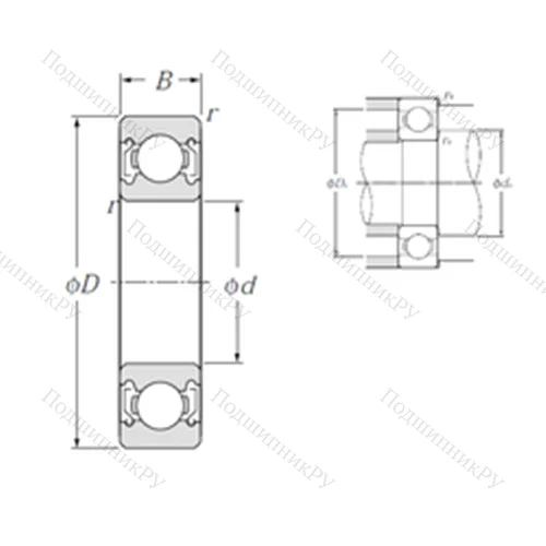 Подшипник шариковый радиальный 6807ZZ от производителя  NTN Подшипник шариковый радиальный 6807ZZ от производителя  NTN