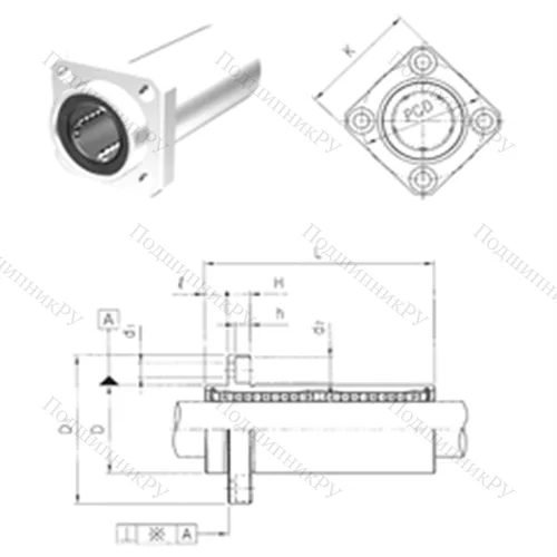 Подшипник шариковый линейный LMKP 60LUU от производителя  Samick