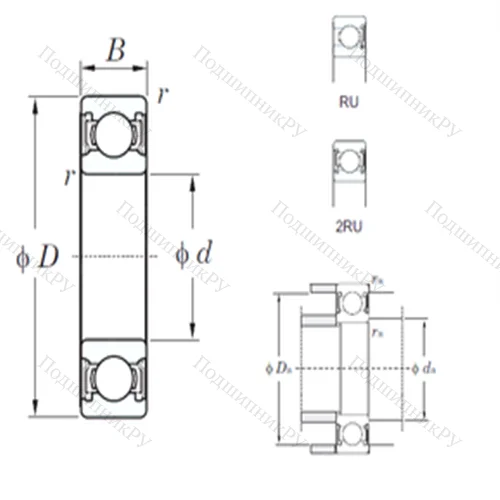Подшипник шариковый радиальный 6321-2RU от производителя  KOYO Подшипник шариковый радиальный 6321-2RU от производителя  KOYO
