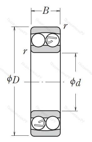 Двухрядный шариковый подшипник 1202
