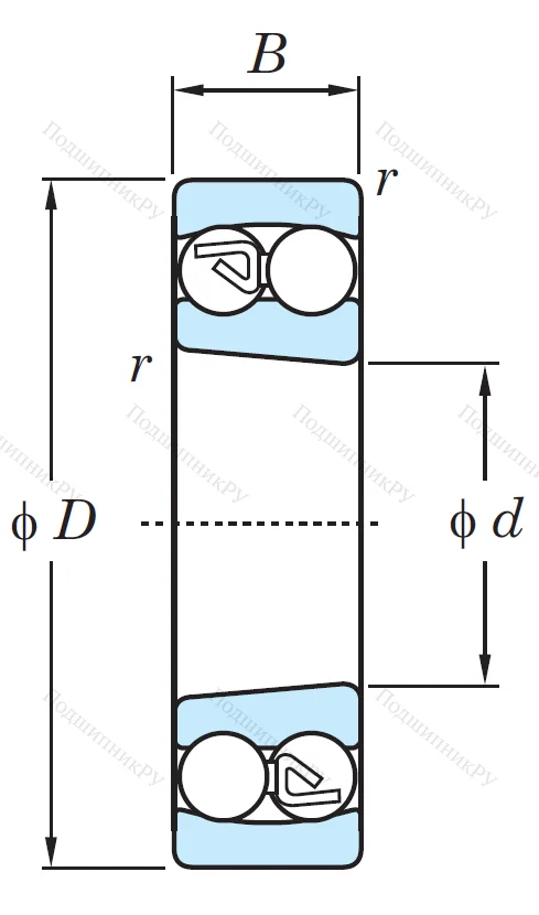Двухрядный шариковый подшипник 1216 K