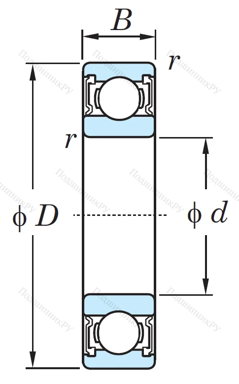 Однорядный шариковый подшипник 6200 2RS C 3