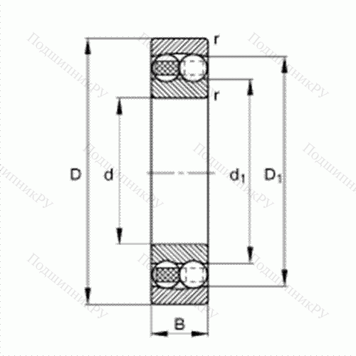 Подшипник шариковый радиально-сферический 1221-M от производителя  FAG Подшипник шариковый радиально-сферический 1221-M от производителя  FAG