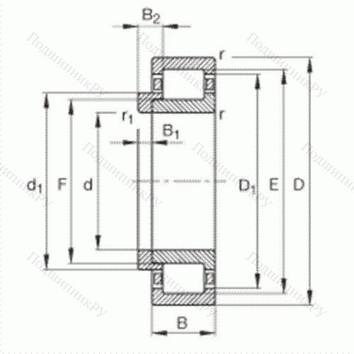 Подшипник роликовый радиальный NJ 2330-E-M 1 + HJ 2330-E от производителя  FAG Подшипник роликовый радиальный NJ 2330-E-M 1 + HJ 2330-E от производителя  FAG