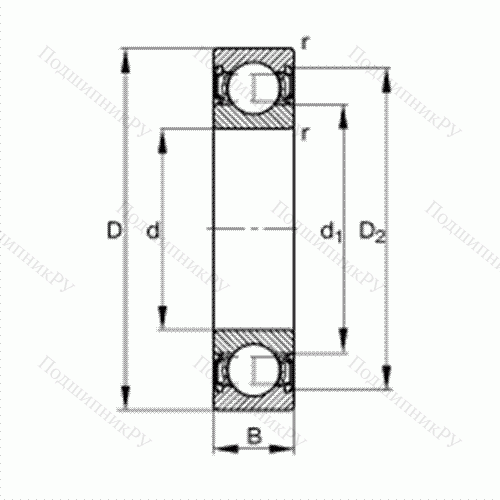 Подшипник шариковый радиальный 61808-2RSR от производителя  FAG Подшипник шариковый радиальный 61808-2RSR от производителя  FAG