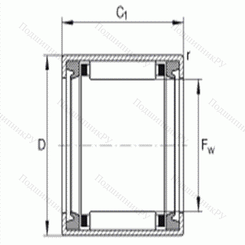 Подшипник роликовый игольчатый с одним наружным штампованным кольцом HK 2530-2RS
