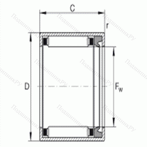 Подшипник роликовый игольчатый с одним наружным штампованным кольцом HK 1414-RS