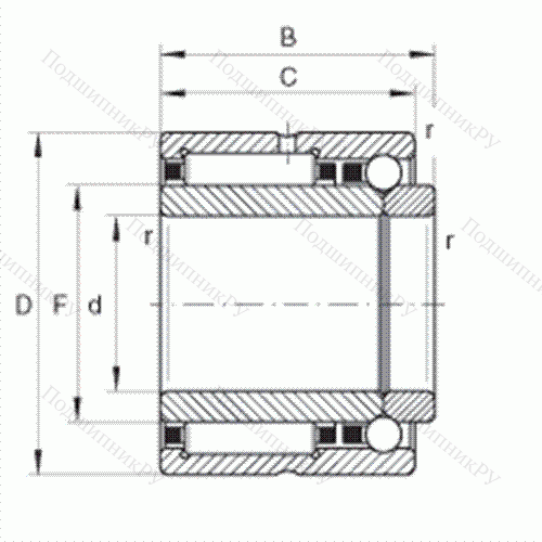 Шарикоподшипник радиально-упорный комбинированный с игольчатыми роликами NKIB 5906 от производителя  INA Шарикоподшипник радиально-упорный комбинированный с игольчатыми роликами NKIB 5906 от производителя  INA