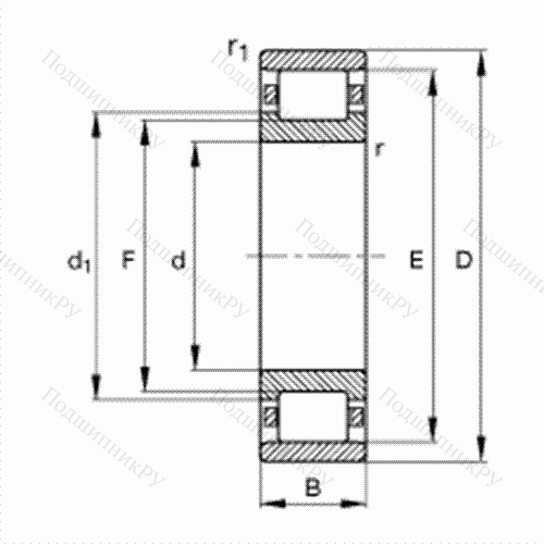 Подшипник роликовый радиальный N 221-E-M 1 от производителя  FAG Подшипник роликовый радиальный N 221-E-M 1 от производителя  FAG